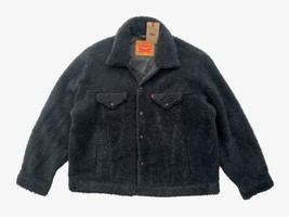 Levis Men Black Cozy Faux Shearling Vintage Relaxed Fit Sherpa Trucker J... - $64.17