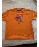 Lighthouse Apparel Orange Women’s Top Large Embroidered Flower - $183.38 MXN