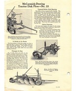 McCormick-Deering Tractor Disk Plow no33 Dual Page Ad Spec Sheet - £11.00 GBP