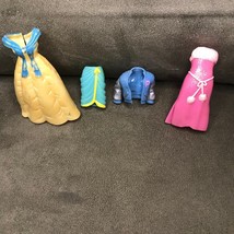 4 Polly Pockets Yellow Pink Dress Teal Skirt Blue Jacket - $9.75