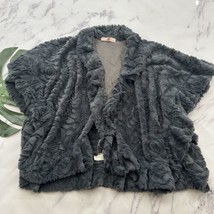 Pretty Angel Faux Fur Shrug Cardigan Sweater One Size New Gray Floral Open Front - £35.60 GBP