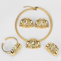 Luxury Dubai Jewelry Sets For Women Nigerian Wedding Bridal 18k GolNecklace Earr - £40.13 GBP