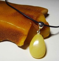 Natural Baltic Amber Sterlings Silver Baltic Amber Yellow, White Drop Pendant - £17.83 GBP