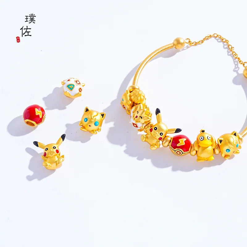 2pc Pokemon anime figure Kawaii Pikachu Jigglypuff DIY necklace bracelet - £10.13 GBP