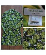 Kate Spade New York Giverny Green Silk Floral Print Trench Coat Belt Size 6 - $2,410.96 MXN
