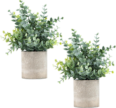 2 Pack Small Fake Plants Eucalyptus Potted Artificial Plants for Shelf Desk Home - $21.21