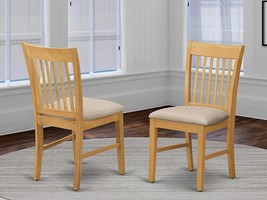 Set Of 2 Norfolk Dinette Kitchen Dining Chairs With Fabric Padded Seat Light Oak - £198.15 GBP