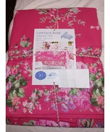 APRIL CORNELL COTTAGE ROSE PINK FLORAL PATTERN TABLECLOTH 60X102 100% CO... - $39.59