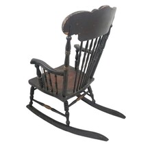 Antique Wooden Rocking Chair w/ Leather Seat Nursery Child Small Adult image 7