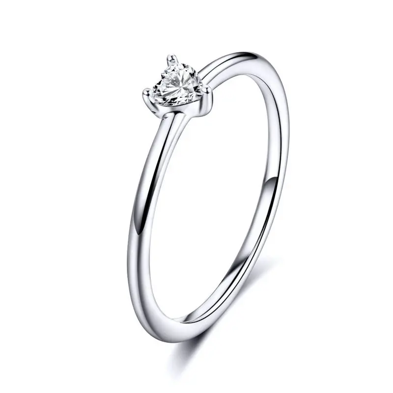 925 Sterling Silver Luminous Finger Ring Simple Heart Wedding Rings for Women We - £18.79 GBP