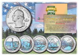 2011 America The Beautiful HOLOGRAM Quarters U.S. Parks 5-Coin Set w/Capsules - £12.66 GBP