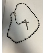 Vintage Catholic Sterling Silver &amp; Black Bead Rosary Ann &amp; Catherine Pro... - $92.00 CAD