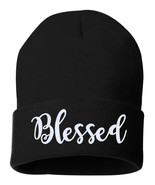 BLESSED Script Embroidered Cuffed Beanie Hat, Embroidered Gift, Winter Hat  - $23.07 CAD