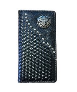 Premium Western Men&#39;s Faux Leather Ostrich/Crocodile Cross Emblem Tooled... - $18.99