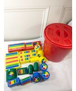 Vintage Hilco Bucket set 22 Magnet Blocks magnetic building toy rainbow ... - €26,62 EUR