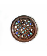 Handmade Authentic Solitaire Board game with glass marbles | Wooden soli... - $47.99