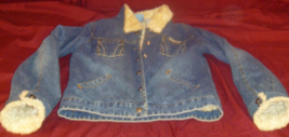 QUICKSILVER ROXY GIRL JEAN DENIM WINTER BLUE FAUX FUR LINING COAT JACKET XL - $32.33