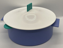 Tupperware 3 Piece Microwave Steamer With  Lid 9&quot; Aqua White Green 80’s Style - £14.26 GBP