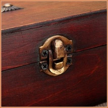 Antique Chinese Carved Stained Wood Case Metal Lock Personal Travel Security Box - £47.17 GBP