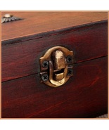 Antique Chinese Carved Stained Wood Case Metal Lock Personal Travel Secu... - €51,70 EUR