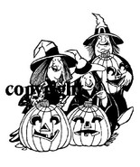 3 WITCHES, 3 JACK-O-LANTERNS NEW mounted rubber stamp - €7,40 EUR