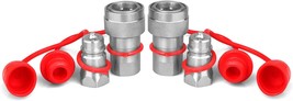 1/2&quot; Ag Hydraulic Quick Connect Tractor Couplers with Dust Caps,Poppet P... - $36.99