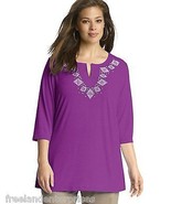 Clothing Just My Size Stud Tunic Top ~Purple Torch Color~ Size 1XL (16W)... - $14.80