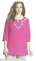Clothing Just My Size Stud Tunic Top ~Smokin Hot Pink Color~Size 1XL~(16... - $279.33 MXN