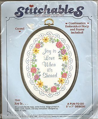 CRAFTS JOY IS LOVE WHEN IT'S SHARED Crewel Stitch Dimensions Kit # 7541 - $11.83