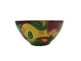 Large Clay Art Apple Medley Green Red Apples Serving Salad Bowl Hand Painted - £43.48 GBP