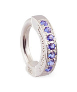Sterling Silver Navel Ring Pave Set with 7 Purple CZs - Exclusively by T... - £49.95 GBP