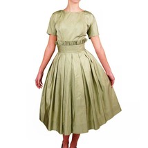 Vintage Suzy Perette Pale Green Silk Cocktail Dress 1950S 36-25-Free Beauty - £179.49 GBP