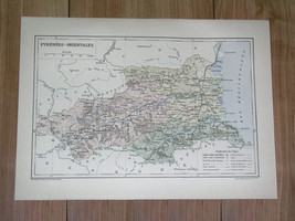 1887 Antique Map Of Department Of PYRENEES-ORIENTALES Perpignan / France - £19.76 GBP