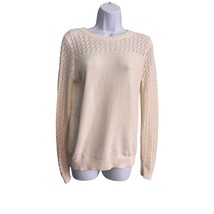 LOFT Womens Size Small Cream Ivory Sweater Open Knit Sleeves 2019 Cotton - £11.17 GBP