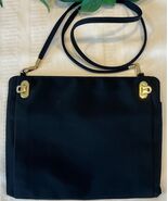 Salvatore Ferragamo Gancini Vintage Leather Crossbody Bag Black Italy - $159.00
