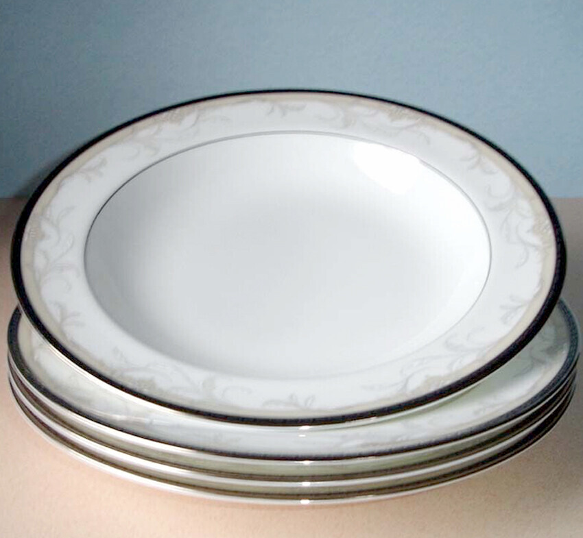 Waterford Brocade 9&quot; Rim Soup Bowl 4 Piece Set Bone China New in Box - $147.41