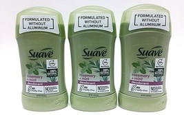 3x Suave Deodorant 24 Hr Odor Protection Rosemary &amp; Mint Aluminum Free 1... - £12.45 GBP