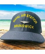 Naval Air Station Brunswick Wings Emblem Black SnapBack Hat USA Military... - $531.77 MXN