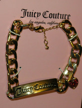 Juicy Couture gold tone bracelet with small pink heart charm, NWT - £23.48 GBP