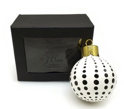 J Crew Christmas Ornament Ceramic White With Black Dots In Box - $17.63
