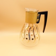 Vintage MCM Carafe Beaker Shape Gold Swirls Dots Glass Aprox 9&quot; Tall at ... - $17.96