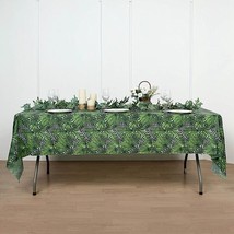 54&quot;&quot; X 108&quot;&quot; Green Rectangular Tablecloth Tropical Leaves Design Party Decoratio - £4.92 GBP