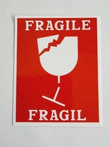 Fragile Fragil Broken Glass Square Red and White Sticker Decal Embellish... - $2.22