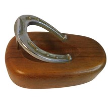 DUK - IT Single Lucky Horseshoe Pipe Holder Stand Brass and Wood - $16.82