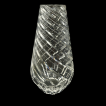 Art Glass Vase Tapered Clear Ribbed Swirl Cut with Thumbprint Design 8.5&quot; - £38.34 GBP