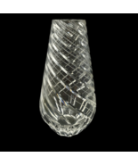Art Glass Vase Tapered Clear Ribbed Swirl Cut with Thumbprint Design 8.5&quot; - £37.74 GBP