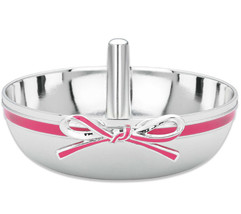 Kate Spade Vienna Lane Ring Holder Silverplate with Enameled Pink Ribbon Bow New - £59.26 GBP