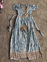 Angie Romper Dress MEDIUM Split Leg Maxi Dress w/ Shorts Floral Boho Hippie - £13.52 GBP