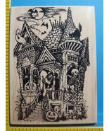 SPOOKY HAUNTED HOUSE FULLMOON mounted rubber stamp - £19.98 GBP