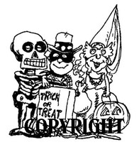TRICK OR TREATERS SKELTON COWBOY mounted rubber stamp - $7.00